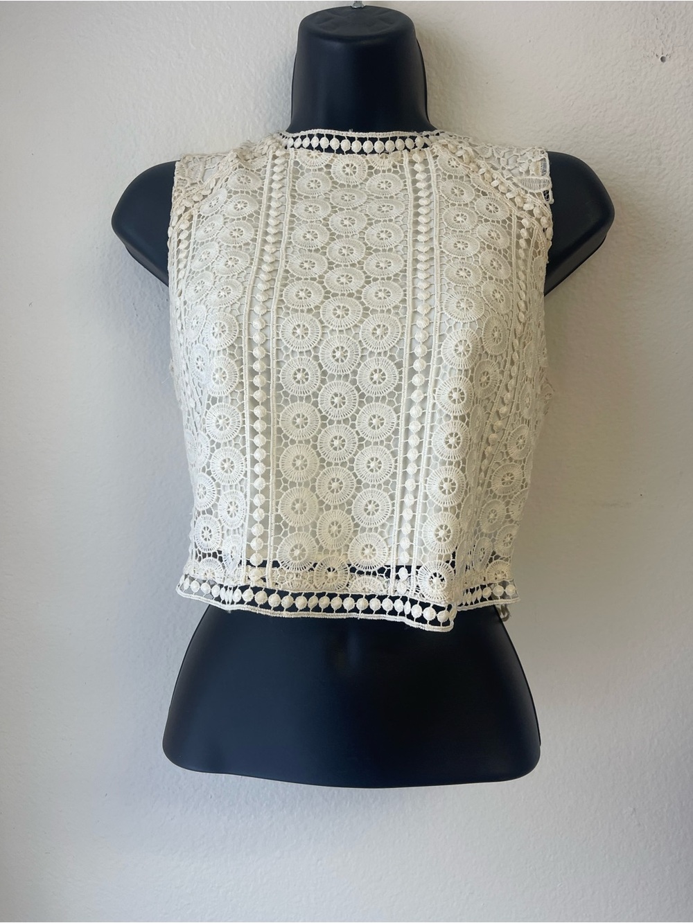 Abercrombie & Fitch Cream Crochet Lace Crop Top
